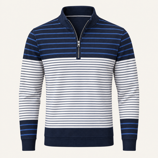 Le Riviera – Pull rayé col zippé