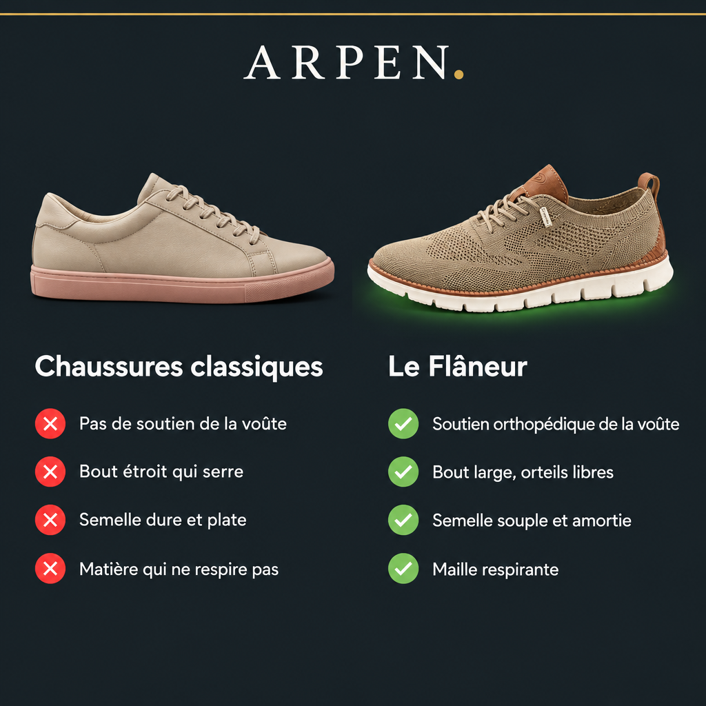 Soutien orthopédique – Chaussures classiques vs Le Flâneur